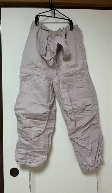 w closet 서스펜더 파라슈트 팬츠 핑크