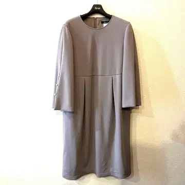 르네 그레이 베이지 펄 버튼 7분 원피스