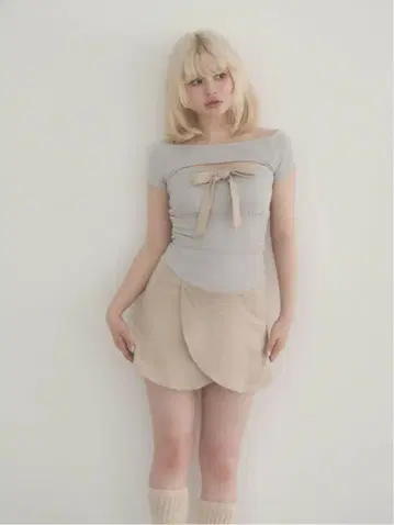 ANDMARY Kite ribbon set dress gray