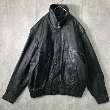 2way 가죽 자켓 블루종 블랙 빅 사이즈 유로 빈티지