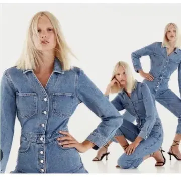 [ 새상품 ] ZARA 데님 팬츠 점프수트 M