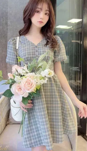 미셸 마카롱 MichellMacaron 레트로 체크 원피스 f 사이즈