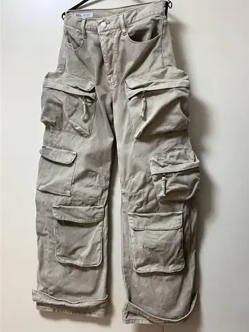 ZARA 유틸리티 카고 데님 팬츠 베이지 EUR40