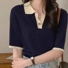 네이비 아이보리 피케 셔츠 반팔