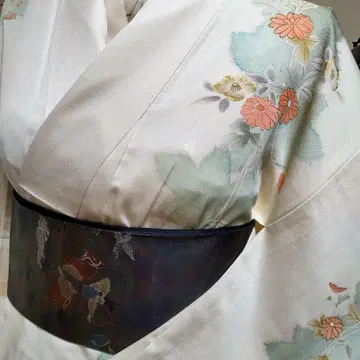 순수 실크 금채 국화 동백꽃 무늬 호몬기 (450)