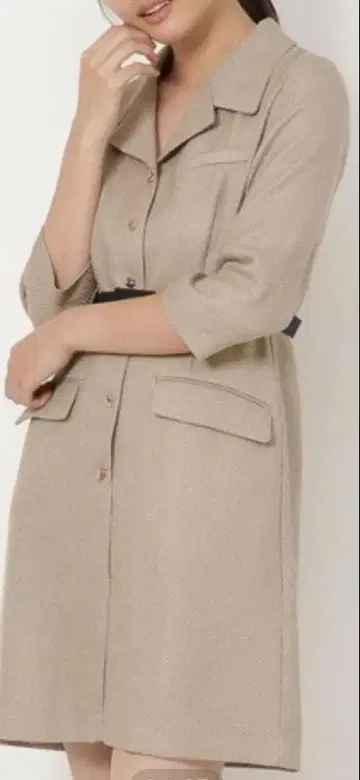 [ 새상품급 ] 가을 옷 베이지 허리 벨트 포함 드레스