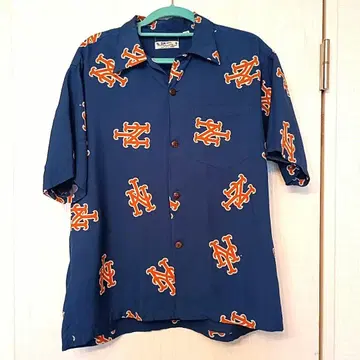 SUN SURF x BEAMS / 별주 MLB 로고 하와이안 셔츠