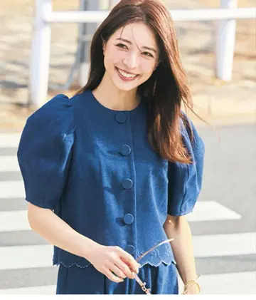 jemma ateler 퍼프 슬리브 자켓 (인디고)