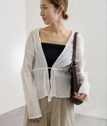 FRAMeWORK COTTON 크레이프 드로스트 가디건