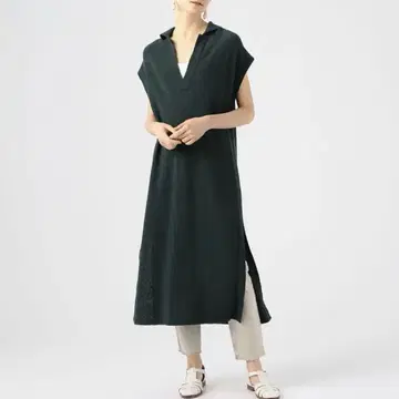 투모로우랜드 맥피 코튼 폴로 원피스 카키 그린