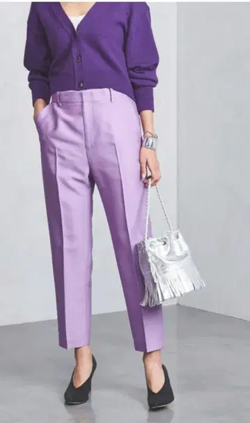 UNITED ARROWS 컬러 테이퍼드 팬츠 퍼플 라벤더