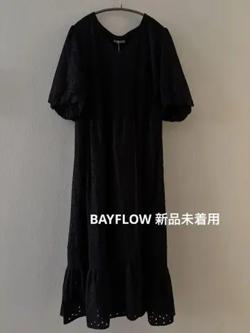 새상품 BAYFLOW 레이스 블랙 롱 원피스 개더