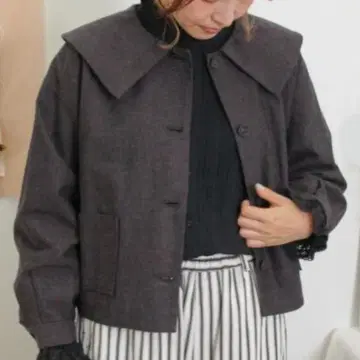 사만사 모스모스 면린넨 숏 자켓 (차콜)