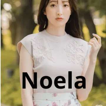 Noela 노엘라 모티브 자수 슬리브리스 니트 더스티 핑크