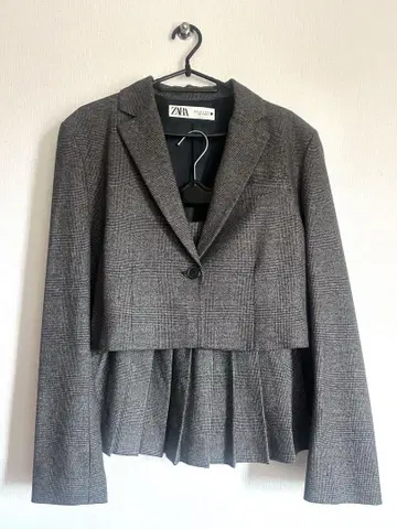 ZARA 크롭 자켓 스커트 셋업 그레이 체크