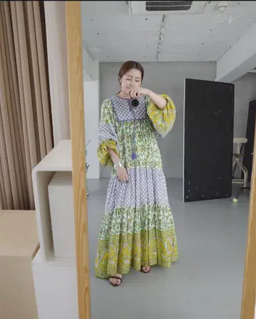 slobe iena 인도 패널 프린트 도킹 원피스 yellow