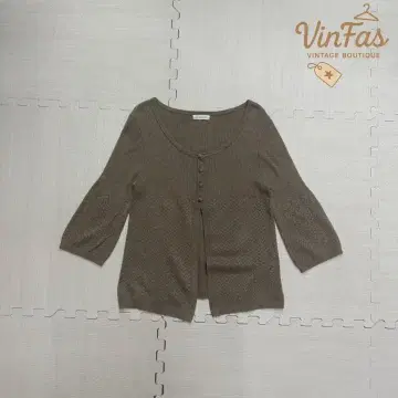 vintage 캐주얼계 7부 소매 가디건 상의 볼레로