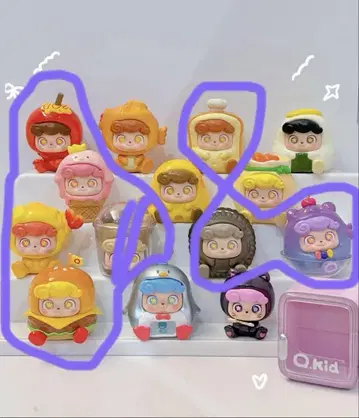 Q.kid 음식 테마 피규어 7개 세트 내부 가방 미개봉 새상품