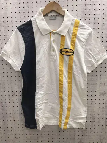 Sergio Tacchini 로고 와펜 자수 2선 절개 반팔 피케 셔츠