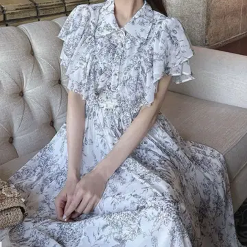 GRL 꽃무늬 프릴 플레어 원피스 [ pm582 ]