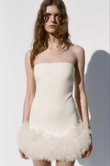 ZARA 볼륨 밑단 튤 숏 원피스 XS