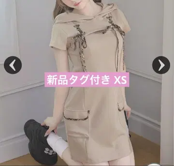 미셸 마카롱 레이스업 미니 원피스 베이지 XS