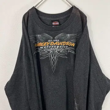 USA 구제 의류 Harley Davidson 오버 사이즈 긴팔T 그레이