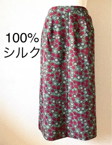 100% 실크 시계 무늬 롱 스커트