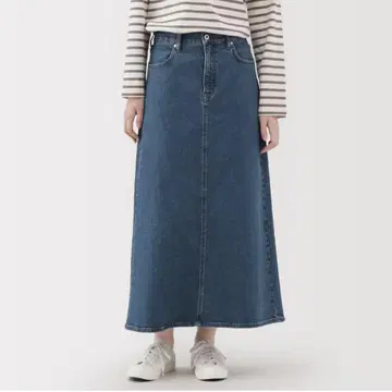 무인양품 스트레치 데님 A라인 스커트 XL 블루
