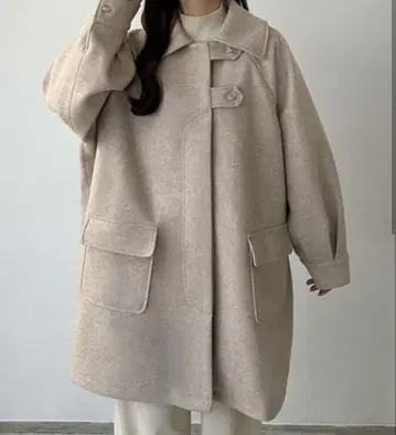 callautia 스텐 칼라 오버 미들 코트 베이지