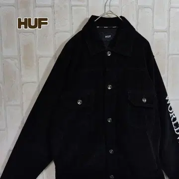 허프 셔츠 긴팔 코듀로이 블랙 자수
