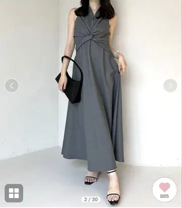 아뉴앙스 트위스트 개더 원피스 GRY M 사이즈
