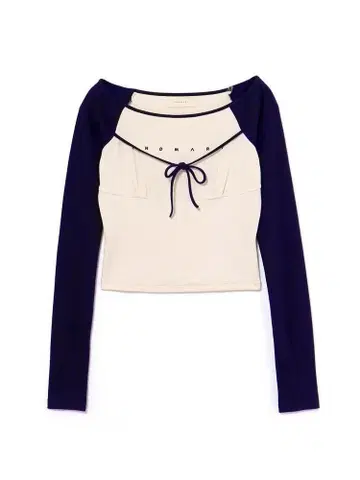 andmary Alma ribbon tops 네이비