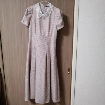 새상품 swingle 체크 무늬 프릴 옷깃 원피스