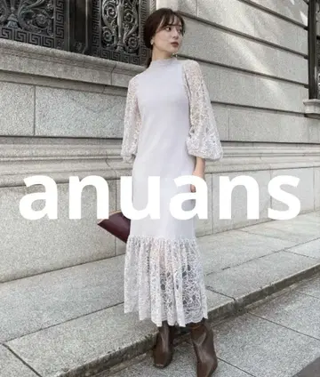 거의 미사용 anuans 긴팔 원피스 FREE 그레이 여성용