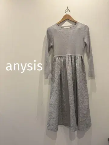 anysis 리브 니트 원피스 절개 도킹 자카드