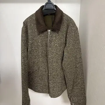 오라리 HOMESPUN TWEED ZIP BLOUSON BROWN
