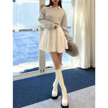 ROYAL PARTY 2025년 신상 레이어드 턱 셔츠 미니 원피스