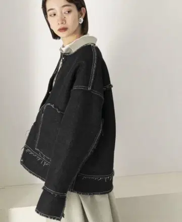 새상품급 KBF 어반 리서치 데님 보아 자켓 아우터 블랙 코트