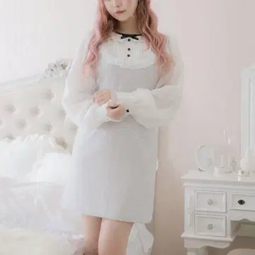 pium 피움 시어 프릴 트위드 원피스