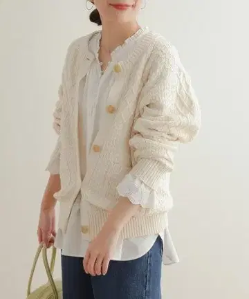 어반 리서치 도어스 패턴 편직 크루 가디건