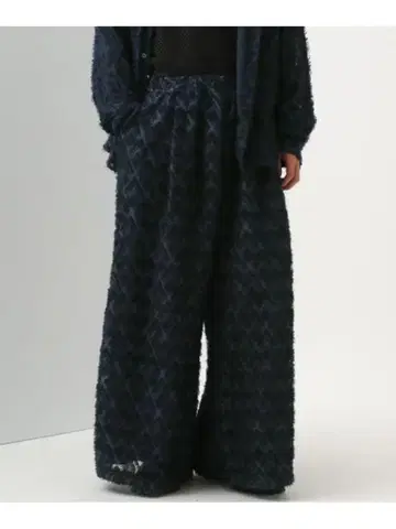 HARE 시어 샤기 와이드 팬츠 네이비