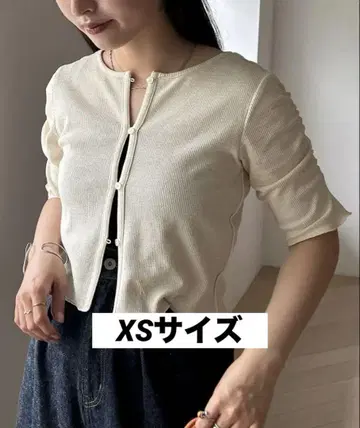 kastane 서멀 퍼프 반팔 가디건 아이보리 xs