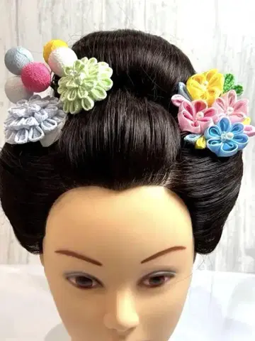 일본 의류용 컬러풀 꽃 장식 헤어 액세서리 츠마미자가이