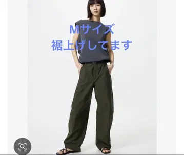 유니클로 저지 배럴 백 팬츠 M 올리브