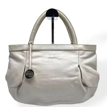 고품질 FURLA 훌라 핸드백 가죽 아이보리 광택 참 천연 가죽