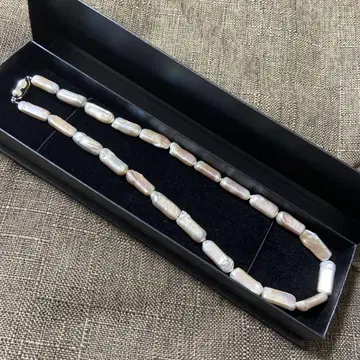silver 각인 약 44cm 담수 펄 렉탱글 목걸이