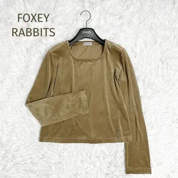 FOXEY RABBITS' 로고 자수 벨로아 긴팔 티셔츠 베이지 L 상당
