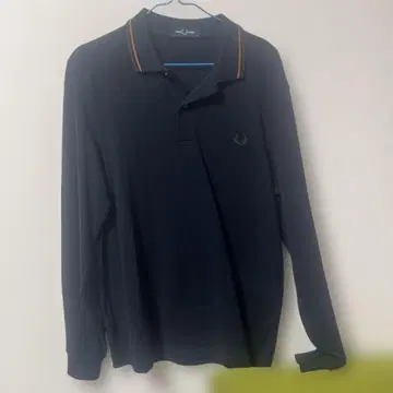 네이비 긴팔 피케 셔츠 스트라이프 옷깃