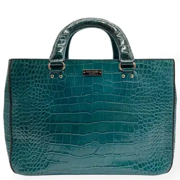 컨디션 최상 Kate Spade 핸드백 악어 엠보싱 그린 가죽